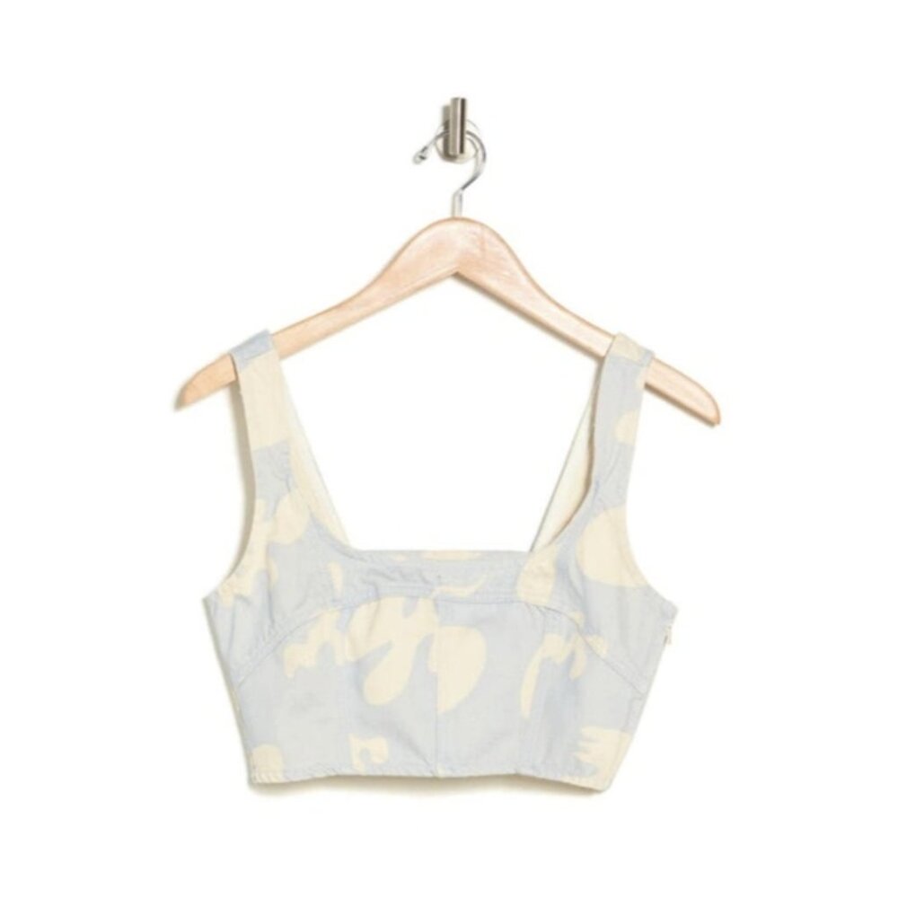 Frame Seamed Denim Bustier Top Tropical Chambray ( S )